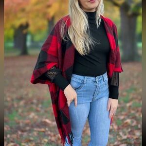 Plaid Fringe kimono
